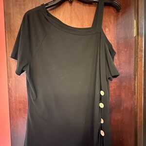 Elegant Black Button-Detail Dress
